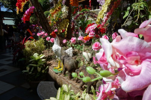 Temple and colorful decorations