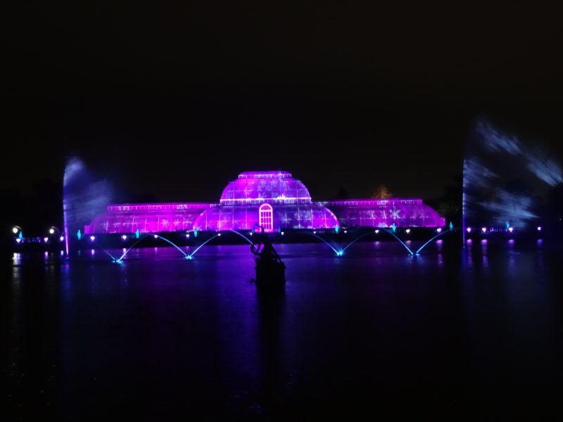 Light show on the lake at Kew Gardens