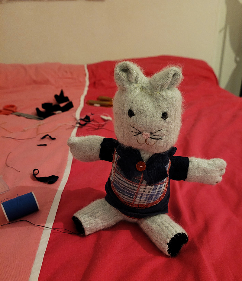 A stuffed animal I made one evenig when I suddenly felt like it