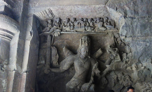 Statue in Elephanta Caves