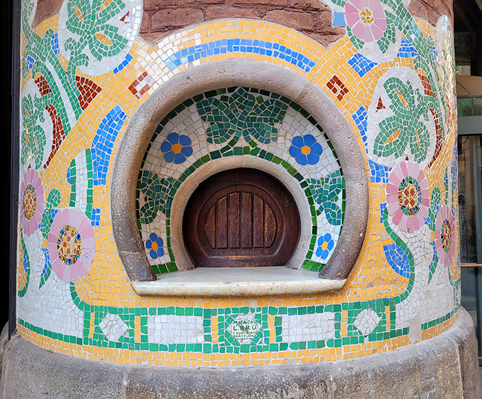 Colorful column at the entrance