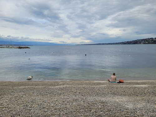 Girl in front of the lake