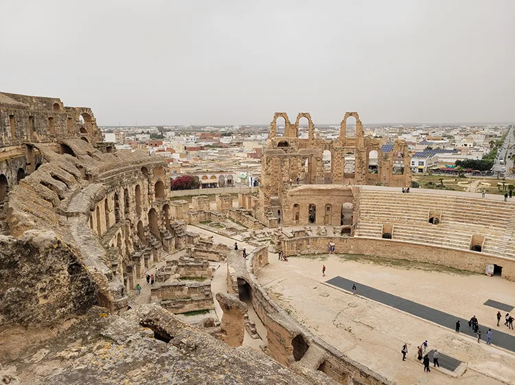 At the top of the Tunisian Collosseum